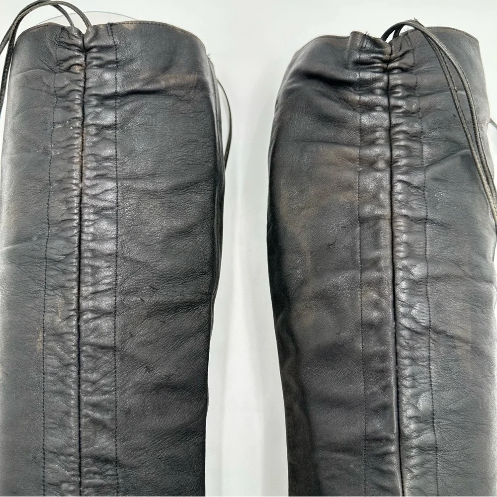 Vintage Christian Louboutin Leather Tie Ruched Tall Boots